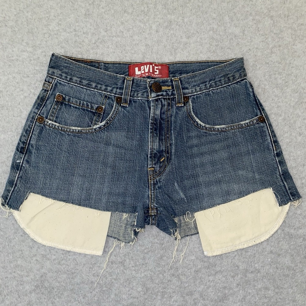 Levi's 514 Cut Off Denim Shorts Women's 28 Raw Hem Frayed Pockets Y2K Festival‎